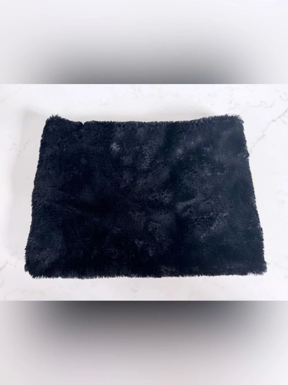 Vintage Y2K Black Plush Faux Fur Neck warmer Cozy Winter Cowl Scarf neck wrap